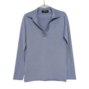 Givenchy Sport 34 Polo Shirt Womens Size Small Blue Vintage 70s Collared V Neck